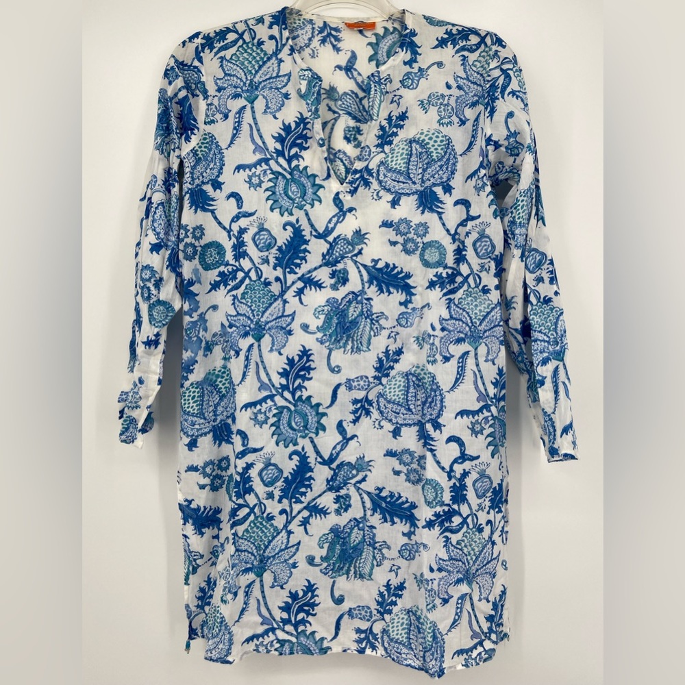 Roller Rabbit: Roberta Freymann Blue Tunic, Dress, Swim Cover up, size 16‎